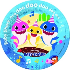 BABY SHARK 8 platos ecológicos 18 cm* Artículos De Fiesta Y Regalos