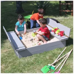 SOULET Arenero de madera pretaladrado con tapa-bancos