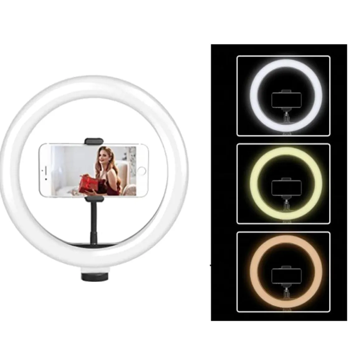 KLACK EUROPE Aro de luz 26 cm Led 3 modos de color con trípode 210 cm* Figuras De Acción