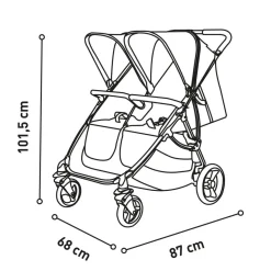 ASALVO - Silla de Paseo Gemelar Bro Negro* Trío Y Accesorios·Trío Y Dúo Gemelares