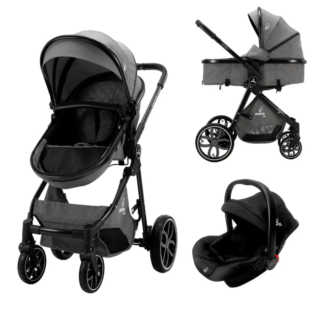 ASALVO - Trío convertible Sidney 2 Gris* Trío Y Accesorios·Trío Y Dúo