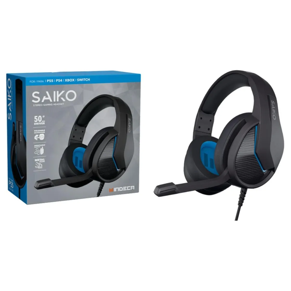 INDECA Auriculares Gaming Saiko PS Negro* Videojuegos