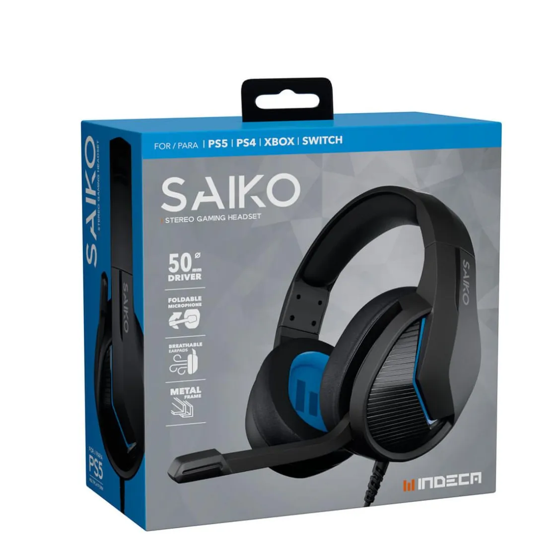 INDECA Auriculares Gaming Saiko PS Negro* Videojuegos