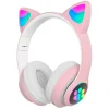KLACK EUROPE Auriculares orejas de gato bluetooth rosa