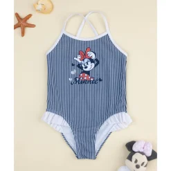 Prenatal Bañador entero para niña con rayas azul y blanco y estampado de Minnie