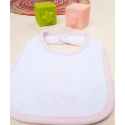 Prenatal Babero niña blanco/rosa