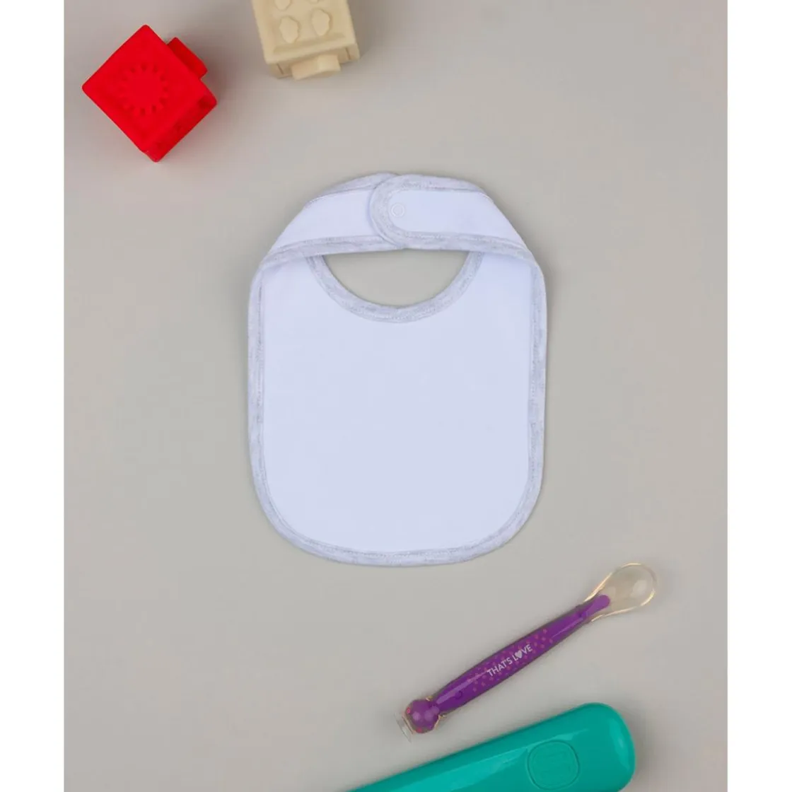 Prenatal Babero Unisex Blanco y Gris "Family"