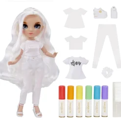 RAINBOW HIGH BABY born - Muñeca Fashion DIY ojos azules, top y zapatos extra, rotuladores lavables arcoiris* Muñecas