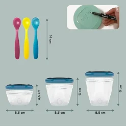 BABYMOOV - 12 Recipientes Babybols (3 x 120ml / 3 x 180ml / 6 x 250ml) + 3 Cucharas