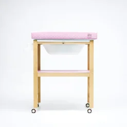 PLASTIMYR Bañera de Madera Natural Sobrebidé Topos Rosa* Baño Y Accesorios·Bañeras Cambiador