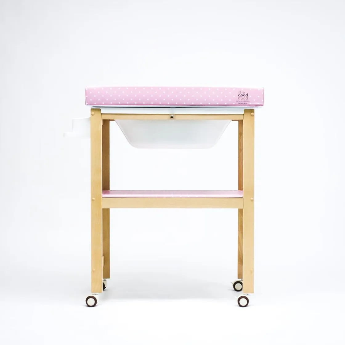 PLASTIMYR Bañera de Madera Natural Sobrebidé Topos Rosa* Baño Y Accesorios·Bañeras Cambiador