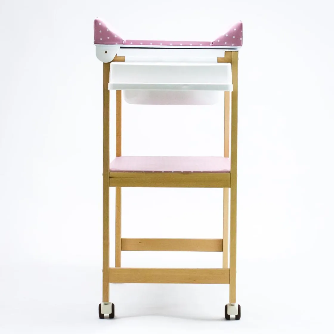 PLASTIMYR Bañera de Madera Natural Sobrebidé Topos Rosa* Baño Y Accesorios·Bañeras Cambiador