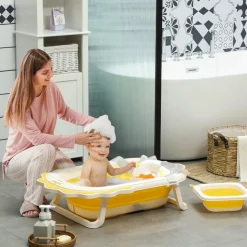 AIYAPLAY Bañera plegable con cojín y palangana