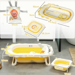 AIYAPLAY Bañera plegable con cojín y palangana