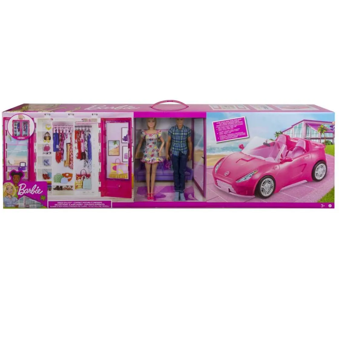 BARBIE - y Ken con vehículo y armario