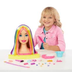 MATTEL Barbie - Busto de Barbie con pelo largo y accesorios para jugar a peluquería ㅤ* Muñecas