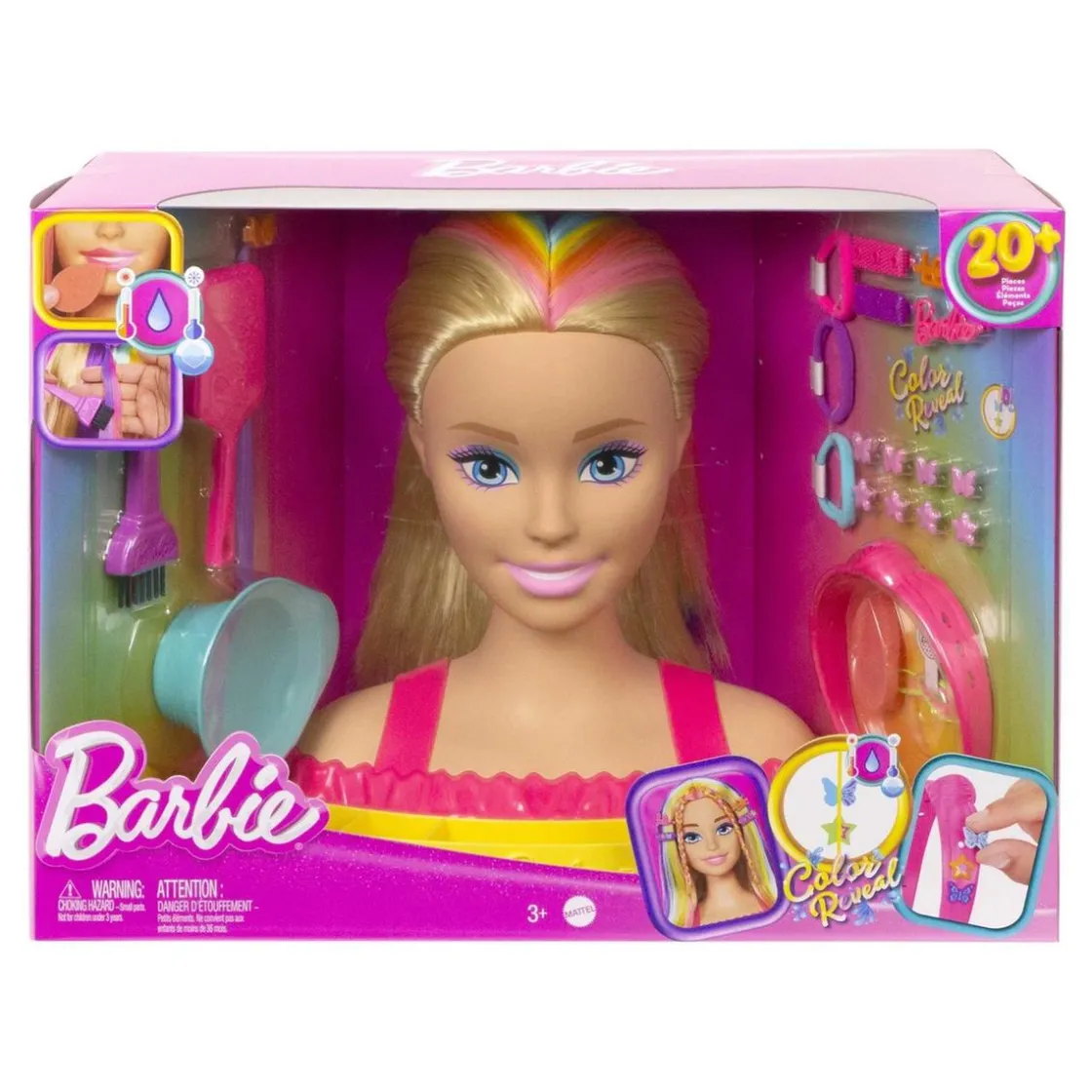 MATTEL Barbie - Busto de Barbie con pelo largo y accesorios para jugar a peluquería ㅤ* Muñecas