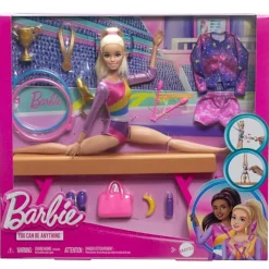 MATTEL Barbie - Conjunto Muñeca Gimnasta con Barra y Accesorios ㅤ* Muñecas