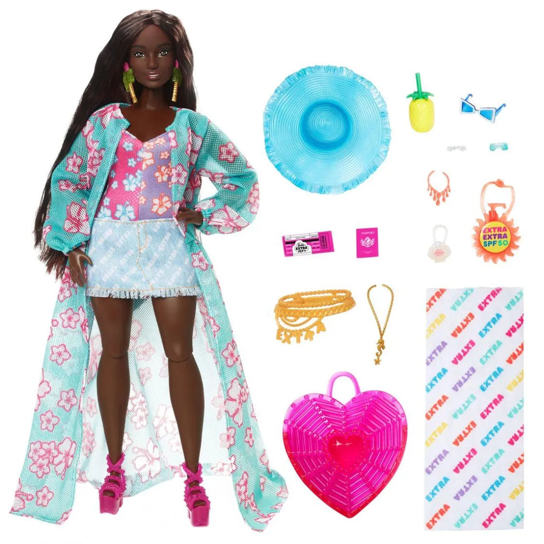 MATTEL Barbie - Muñeca articulada con conjunto de moda y accesorios de viaje ㅤ