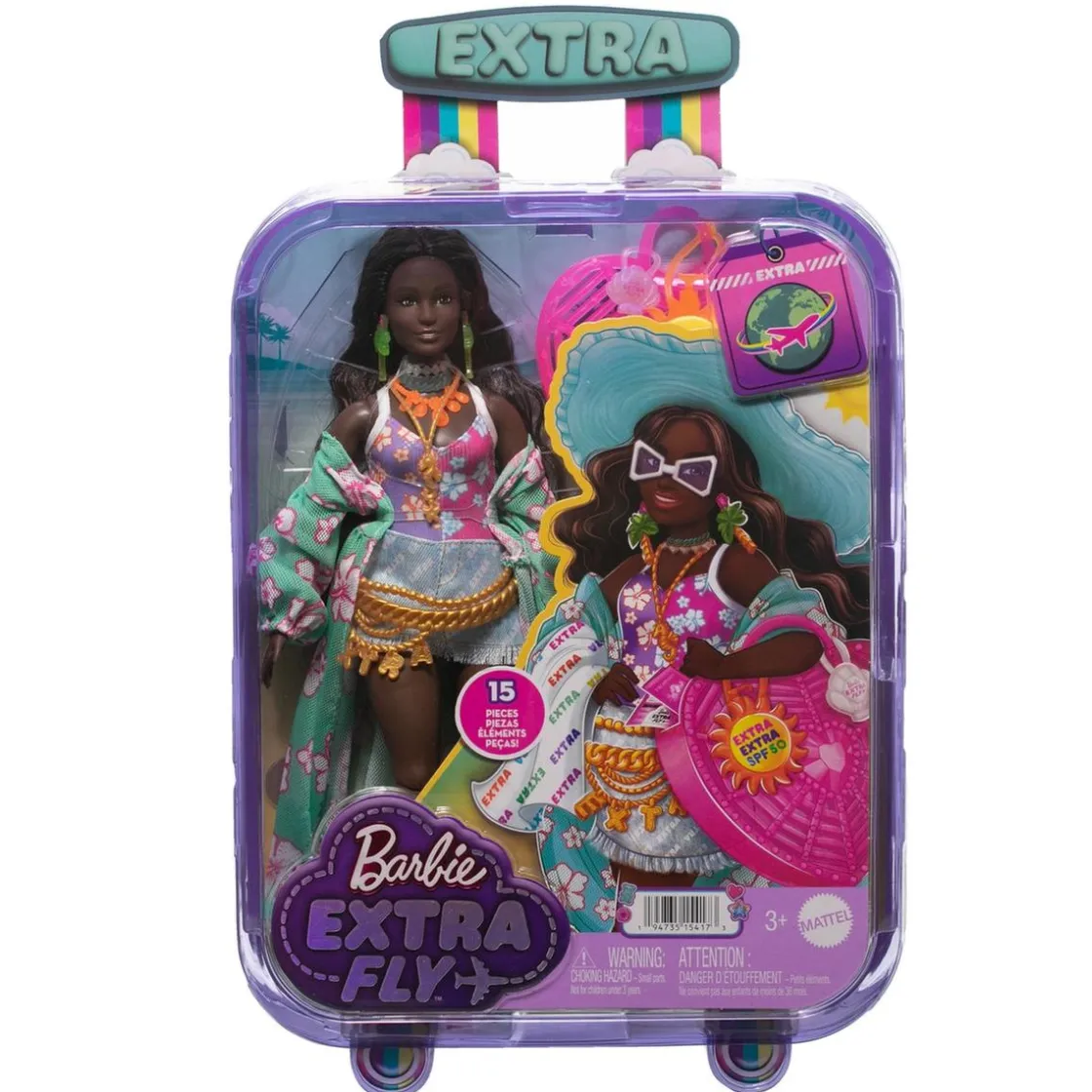 MATTEL Barbie - Muñeca articulada con conjunto de moda y accesorios de viaje ㅤ