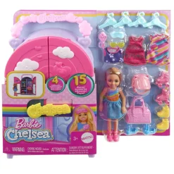MATTEL Barbie - Muñeca chelsea con armario, ropa y accesorios