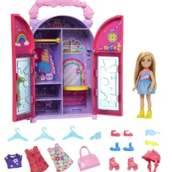 MATTEL Barbie - Muñeca chelsea con armario, ropa y accesorios