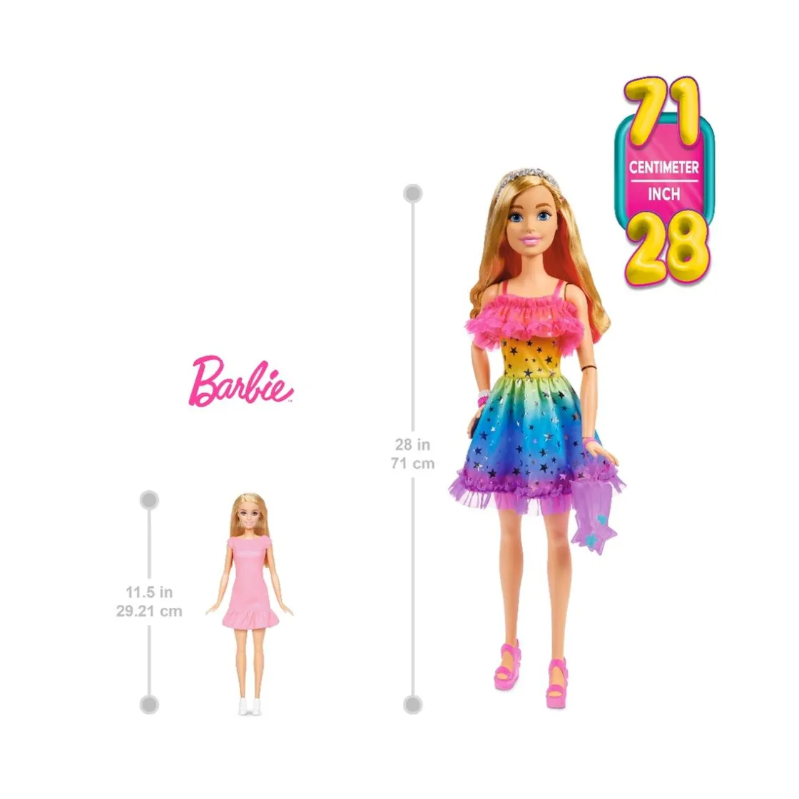 MATTEL Barbie - Muñeca de 71 cm con vestido arcoíris* Muñecas