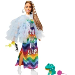MATTEL Barbie - Muñeca Extra - Vestido arcoíris