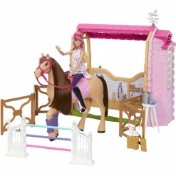 MATTEL Barbie - Muñeca fashion con caballo y establo