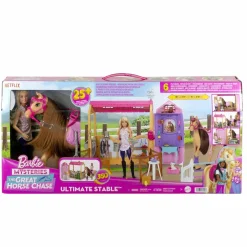 MATTEL Barbie - Muñeca fashion con caballo y establo