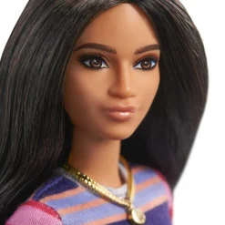 BARBIE - Muñeca Fashionista - Vestido de rayas manga larga