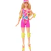 MATTEL Barbie - Muñeca Patinadora con Outfit Neón y Accesorios ㅤ