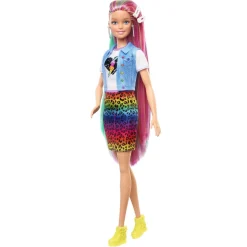 BARBIE - Muñeca Pelo arcoíris y leopardo