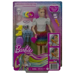 BARBIE - Muñeca Pelo arcoíris y leopardo