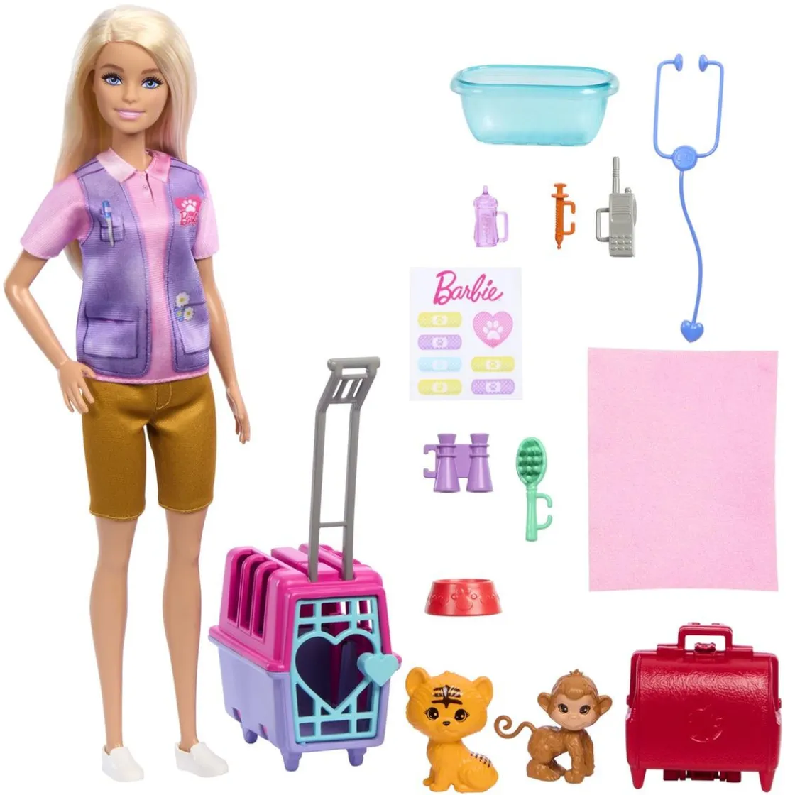 MATTEL Barbie - Muñeca Salvadora de Fauna con Accesorios de Rescate ㅤ
