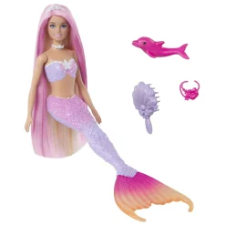 MATTEL Barbie - Muñeca sirena cambio de color con delfín y accesorios ㅤ* Muñecas
