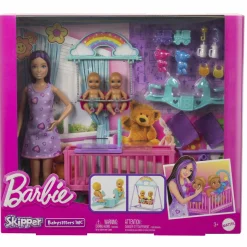 MATTEL Barbie - Muñeca Skipper canguro con gemelos y accesorios