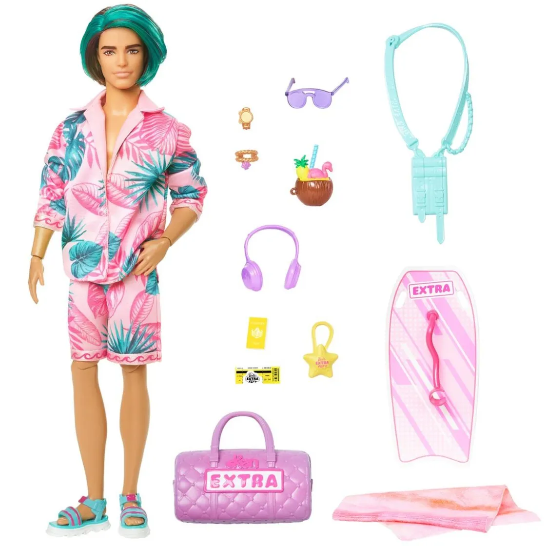 MATTEL Barbie - Muñeco Ken Estilo Tropical con Accesorios ㅤ* Muñecas