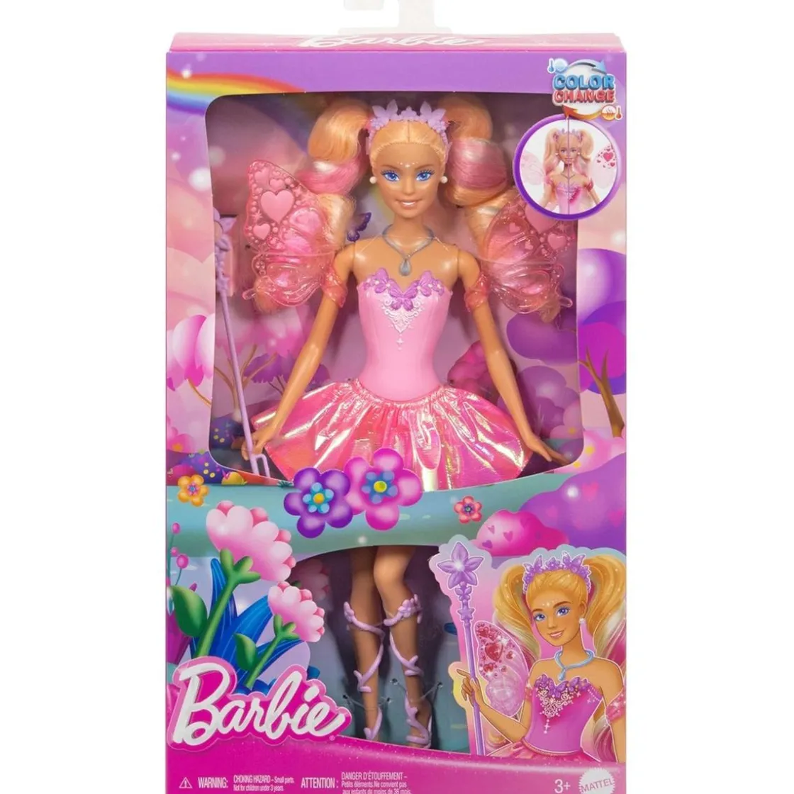 MATTEL Barbie Color Change - Muñeca Hada Rosa* Muñecas