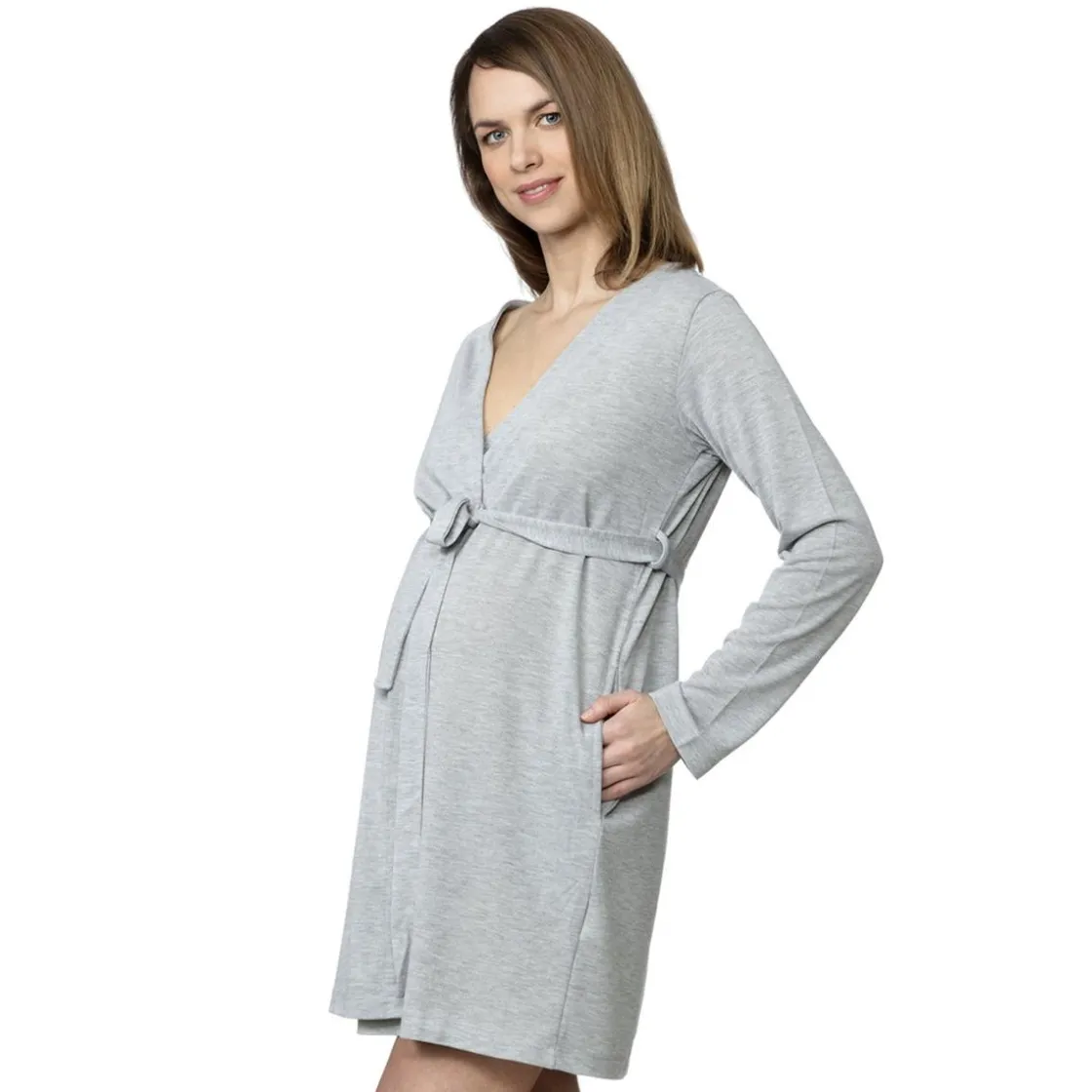 Prenatal Bata de estar por casa en gris claro: suavidad y estilo* Premamá·Íntimo Y Noche|Íntimo Y Noche·Batas