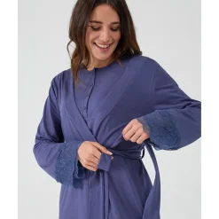 Prenatal Batín premamá de lactancia azul con encaje* Premamá·Íntimo Y Noche|Íntimo Y Noche·Batas