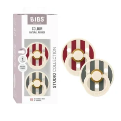 BIBS - 2 Chupetes Studio Colour de Latex +0M - Ruby/Pine