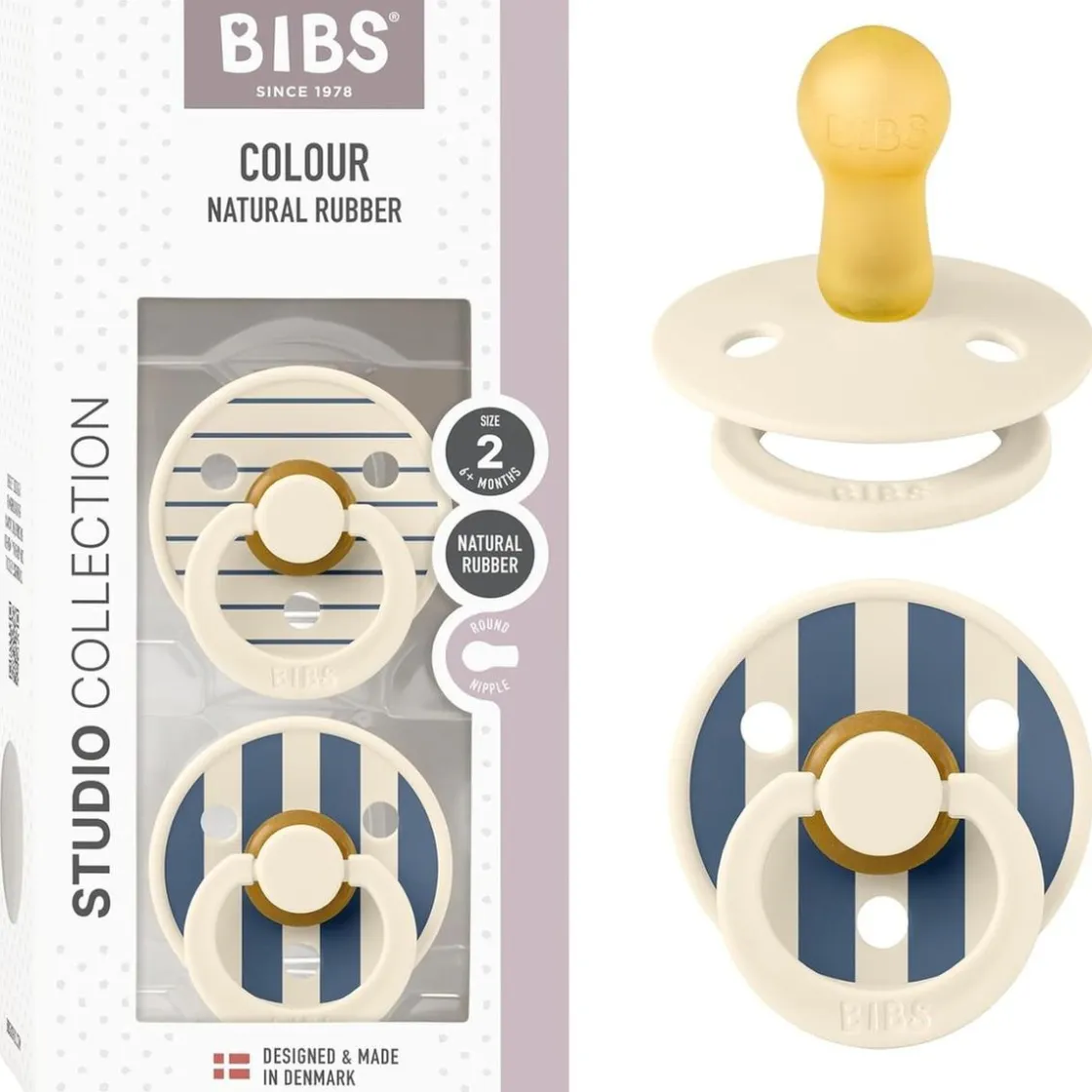 BIBS - Pack 2 chupetes Colour 6-12 meses - Ivory/steel blue* Biberones Y Chupetes·Chupetes