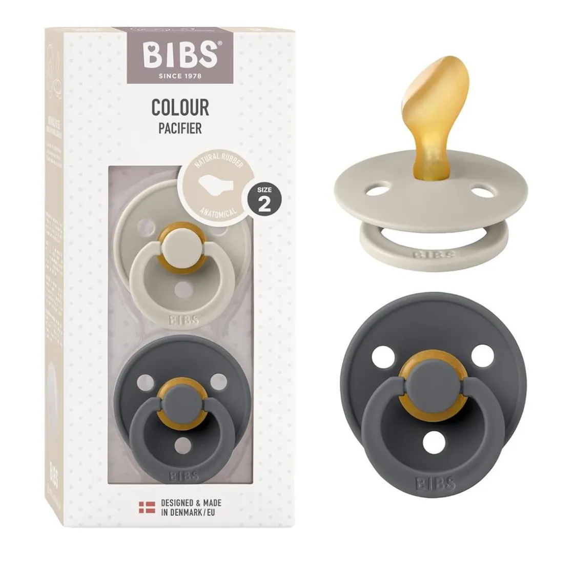 BIBS - Pack 2 chupetes Colour 6-18 meses - Sand/Iron