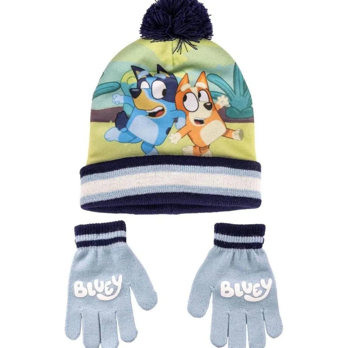 ARTESANIA CERDÁ Bluey - Conjunto gorro y guantes azul y blanco* Estilo De Vida