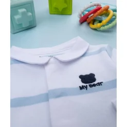 Prenatal Body bebé blanco a rayas azules