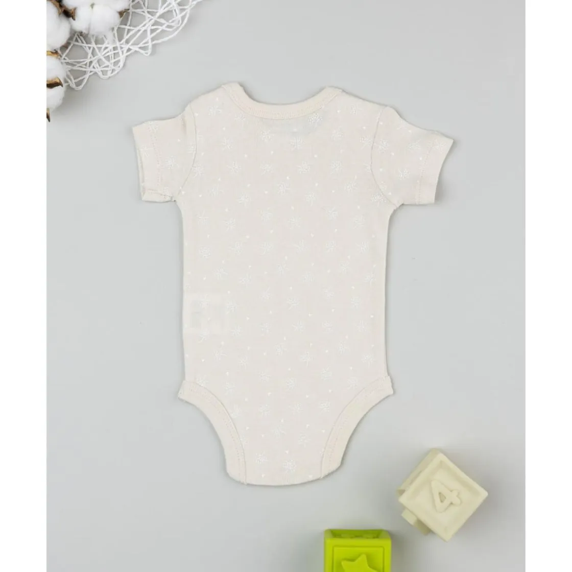 Prenatal Body beige de manga corta para bebé con estampado floral