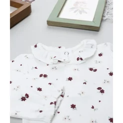 Prenatal Body blanco de bebé con flores y cuello Peter Pan