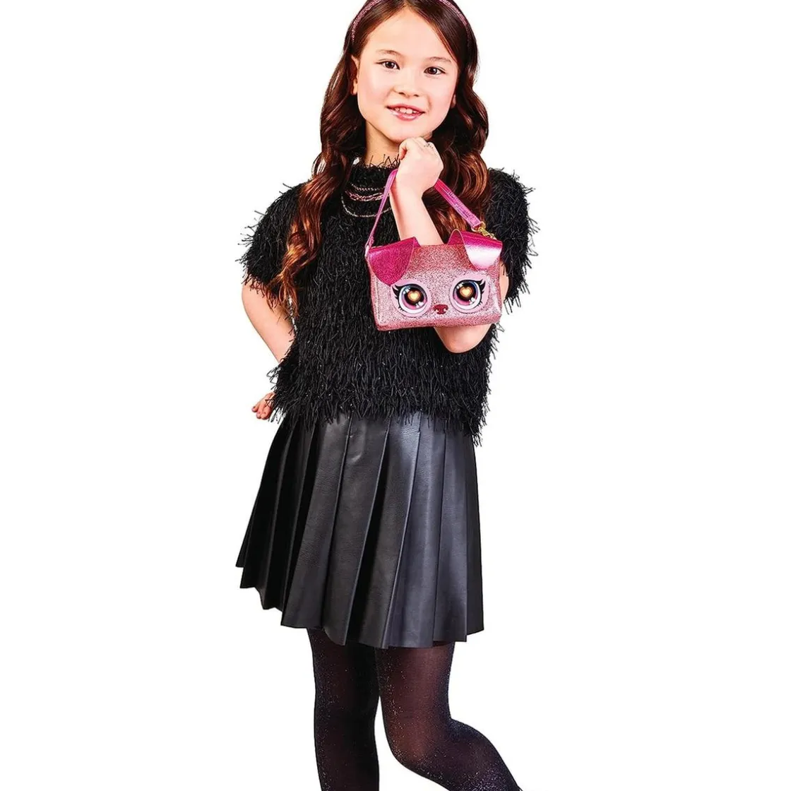 PURSE PETS Bolso de mano juguete cachorro con ojos arcoíris iluminados ㅤ