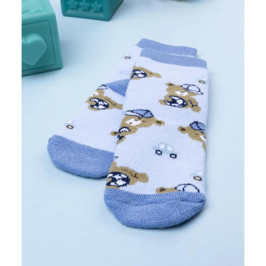 Prenatal Calcetines antideslizantes azules con ositos para niño